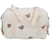 Bolsa de almacenamiento multifuncional para cochecito de bebé, con cremallera, bordada, reutilizable, para pañales, con forma de oso