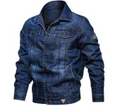 Chaqueta vaquera lisa para hombre, chaqueta bomber informal de corte entallado para primavera y otoño, chaqueta vaquera para hombre, ropa de abrigo vaquera para hombre, talla grande XXXXXL azul