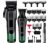 HATTEKER - Juego de cortadora de pelo profesional para uso doméstico, kit de cortadora de pelo recargable, recortadora de barba para hombres