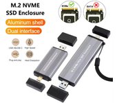 Carcasa para SSD M.2 NVMe Adaptador USB 3.2 Tipo C para SSD Carcasa para SSD NVMe PCI-E M.2 de 10 Gbps Caja para disco duro externo