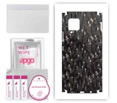 apgo Protective Skin Sticker for the back+sides compatible with Samsung Galaxy A42 5G, Full Wrap Film, Foil, Vinyl - Pattern Carbon Black Pixel