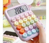 Calculadora de teclado para oficina, calculadora mecánica de 12 dígitos, linda calculadora de color caramelo, útiles escolares para estudiantes y finanzas, papelería azul