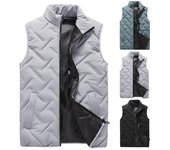 Chaleco de hombre acolchado grueso cálido cuello alto chaleco de invierno para uso diario 2XL negro