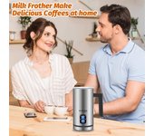 Espumador y Vaporizador de Leche Eléctrico 4 en 1 Calentador de Leche Automático 500W Interior Antiadherente 300ml UK Plug plata