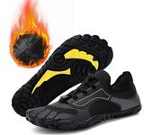 Zapatos de senderismo con forro de piel, zapatos de montaña para exteriores, cómodas zapatillas antideslizantes de invierno para caminar al aire libre, senderismo, acampar y caminar 36 negro