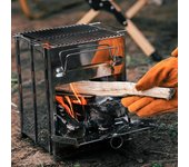 Estufa de barbacoa plegable portátil de acero inoxidable, barbacoa de carbón, estufa de leña para acampar al aire libre, estufa de calefacción