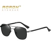 AORON, gafas de sol polarizadas de diseño a la moda para hombre, accesorios para exteriores UV400, gafas de sol de conducción clásicas negras antideslumbrantes negro/plata