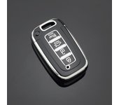 Funda de TPU suave con 4 botones para llave de coche, funda protectora para llavero, accesorios para Hyundai IX35, Sonata 8, Kia Forte, Rio 3, K2, K3, K5 Sportage blanco