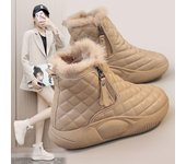 Botas de nieve de felpa con plataforma y caña alta de algodón sin cordones: cálidas botas Martin de invierno coreanas para mujer Upgraded cotton card, 37