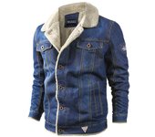 Chaqueta vaquera de moda de invierno para hombre, forro de piel cálido de moda, chaqueta gruesa de mezclilla, abrigo superior, chaquetas vaqueras para hombre, prendas de vestir para hombre y ropa de marca para hombre L azul ultramarino