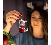 10 adornos navideños de gato de dibujos animados con gorro de Papá Noel, colgantes acrílicos 2D, decoración colgante plana para espejo retrovisor de coche, ventana de árbol 10 pcs