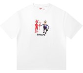 E2013 Supreme 2025 Summer New High Quality Cotton Round Neck Loose Large Size Men's and Women's T-shirt Couple T-shirt S negro