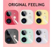 Película protectora colorida de vidrio templado para iPhone 14 Plus 13 12 11 Pro Max Mini, Protector de pantalla de lente de cámara trasera For iPhone 11 negro