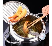 Olla para freír de cocina con termómetro y tapa, sartén Tempura de cocina de acero inoxidable 304, 20 24 Cm 20cm