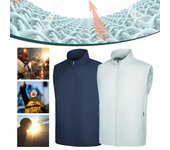Chaleco de aire acondicionado con carga USB, ropa con aire acondicionado, ajustable en 3 velocidades, para trabajo a altas temperaturas. L azul