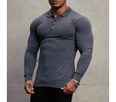 Polo deportivo de otoño para hombre, ropa de gimnasio de algodón elástico, Polos informales de manga larga para primavera, camiseta transpirable para hombre S blanco