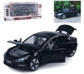 Modelo de coche de aleación Tesla modelo 3 a escala 1/32, vehículo de juguete fundido a presión, coche de aleación con luces y música, minivehículos de juguete para regalo de niños 1/32-Size:15*6*4.5cm negro