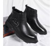 Botines vintage de invierno para hombre, botas de piel auténtica de alta calidad para hombre, botas cortas de negocios con suela gruesa, botas Chelsea clásicas 38 marrón
