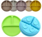Plato de comedor de silicona para bebé, plato de alimentación para niños, cuenco con ventosa, platos para niños, vajilla de entrenamiento para niños pequeños verde