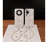 Funda para teléfono Huawei Mate60Pro con cadena, diseño plegable, patrón en relieve, para P40/P50/P60Pro, funda protectora. Huawei P60 pro blanco perla