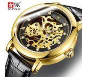 WEISIKAI 5005 relojes para hombres camiseta nueva marca de lujo reloj para hombres con caja impermeable luminoso automático relojes mecánicos para hombres negro/plata