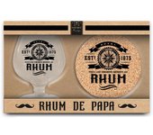 Les Trésors De Lily [A3882] - Caja de ron 'Papa au Rhum' de cristal + posavasos - cristal 11x7 cm (17cl) blanco