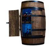 Casier à vin - Creative Cooper - Tonneau en bois avec portes, porte-bouteilles, LED et télécommande, casier à alcool, wenge