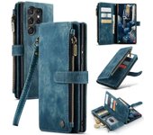 Funda para teléfono con cremallera y correa de mano para múltiples tarjetas, de gran capacidad, para iPhone 16, 15, 14, 13 y 12, Samsung A16, A56, A15, A55, S25, S24 y S23. Samsung Z Fold6 negro