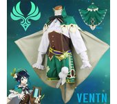 Venti Barbatos Cosplay disfraz uniforme peluca Anime estilo chino disfraces de Halloween para mujeres juego Wendi Windy L-(Costume+Wig)