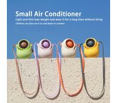 Ventilador de mano USB, ventilador de cuello, carga de escritorio, turbina con cabezal móvil, pequeño ventilador sin aspas, regalo exterior, ventiladores de refrigeración portátiles color rosa