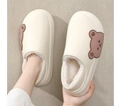 Zapatillas de casa de invierno para mujer, plataforma gruesa, impermeables, antideslizantes, de goma, cálidas, de piel interior, de algodón, para hombres, parejas y mujeres 36/37 blanco