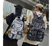 Mochila de estudiante con estampado de grafiti para hombre, impermeable, deportiva, escolar, bolsa para ordenador de gran capacidad