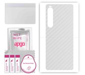 apgo Protective Skin Sticker for the back compatible with Sony Xperia 10 V, Wrap Film, Foil, Vinyl - Pattern Transparent Carbon