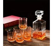 1 juego de decantador de whisky con 6 vasos (Licorera: 9.4'' / Vasos: 3,15'' de altura) Elegante accesorio de cristal para bar en casa, accesorio de espuma perlada Gif