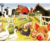 Pintura de diamante 5D DIY, bordado de diamantes redondos completos, animales de granja, punto de cruz 20X30CM