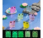 Micropaisaje Lindo Muñeco de Rana que Brilla en la Oscuridad Accesorios de Decoración Artesanía de Resina Decoración de Escritorio de Coche Luminous frog 10pcs verde