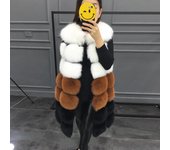 Moda mujer sin mangas invierno espesar piel sintética artificial invierno Parka chaleco abrigo chaquetas S marrón