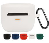 Estuche KOMININA para auriculares inalámbricos Audio Technica, de silicona, resistente a golpes, impermeable, a prueba de polvo, transparente, sencillo, con mosquetón. blanco