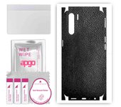apgo Protective Skin Sticker for the back+sides compatible with Oppo A91, Full Wrap Film, Foil, Vinyl - Pattern Black Leather