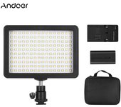 Lámpara de cámara con luz de vídeo LED W160, temperatura de color regulable 5600K con 3 filtros/2500mAh US Plug negro