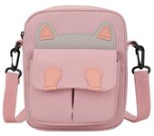 Versión coreana de la bolsa de hombro Nueva bolsa literaria de gran capacidad para estudiantes Campus japonés Bolsa linda para gatos Bolsa de lona Bolsa femenina azul