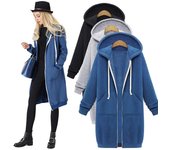 Abrigo de mujer Otoño Invierno Espesar Sudadera con capucha Parkas Chaquetas sueltas con capucha Bolsillo con cremallera Sudadera de talla grande Ropa deportiva XXS rojo