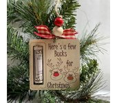 Portamonedas de madera hecho a mano, adorno de billetera con clip para dinero en forma de reno de árbol de Navidad con bendición, dispensador de dinero para colocar en el árbol de Navidad en casa Christmas Tree
