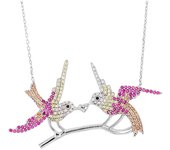 Les Trésors De Lily [P1922] - Collier Argent 'Tourtereaux' rose blanc argenté (rhodié) rosa brillante