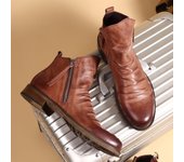 Botas 2024 para hombre, cómodas botas retro hasta el tobillo, zapatos de cuero antideslizantes para hombre, botas de vaquero, zapatos para hombre, zapatillas deportivas 38 marrón
