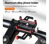 Soporte para teléfono de bicicleta de montaña a prueba de golpes, de aleación de aluminio, para manillar de bicicleta negro