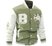 Llegada de los hombres chaqueta de béisbol chaquetas de bombardero ropa de otoño invierno manga de cuero abrigos finos de algodón 4XL verde