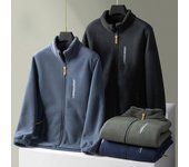 Chaqueta polar para exteriores, chaqueta polar para hombre, chaqueta polar gruesa de doble cara para otoño e invierno, forro interior, cárdigan de baño para hombre XL negro
