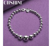 Pulsera de cadena de cuentas de plata esterlina 925 de CHSHINE para mujeres y hombres, joyería con abalorios de moda para fiestas de bodas 20CM 8inches