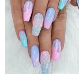 Summer Colorful False Nails Long Ballerina Press on Nails New Nail Tips  DIY W998